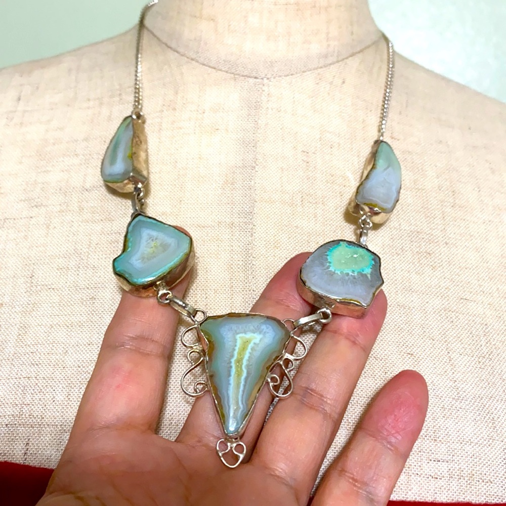 🖤RARE COLOR💕agate silver necklace - Picture 2 of 15